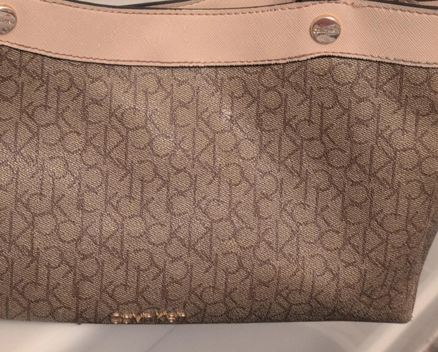 Calvin Klein Monogram Tote Bag - Cream/Brown