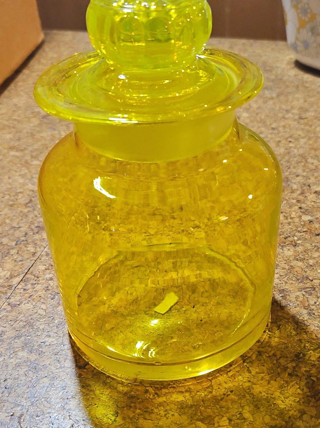 Yellow Glass Apothecary Jar with Lid