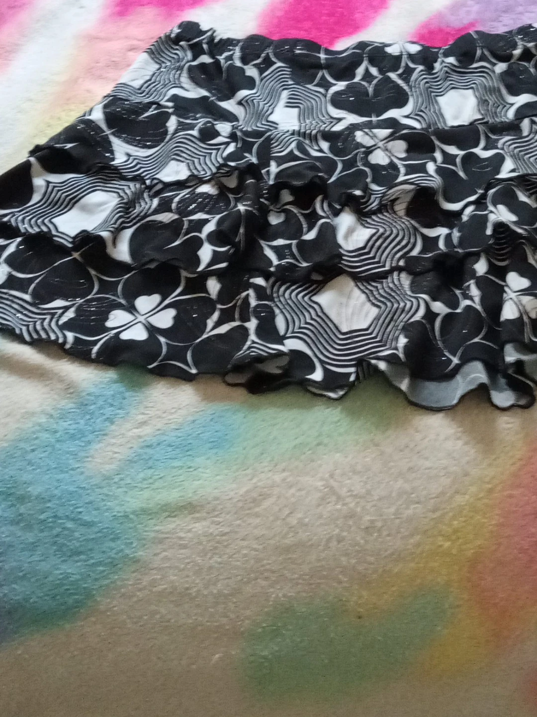 Black and White Ruffled Skirt