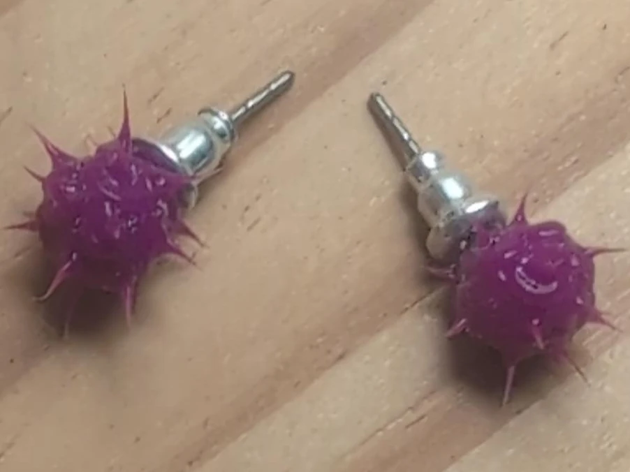 Purple Spiky Stud Earrings