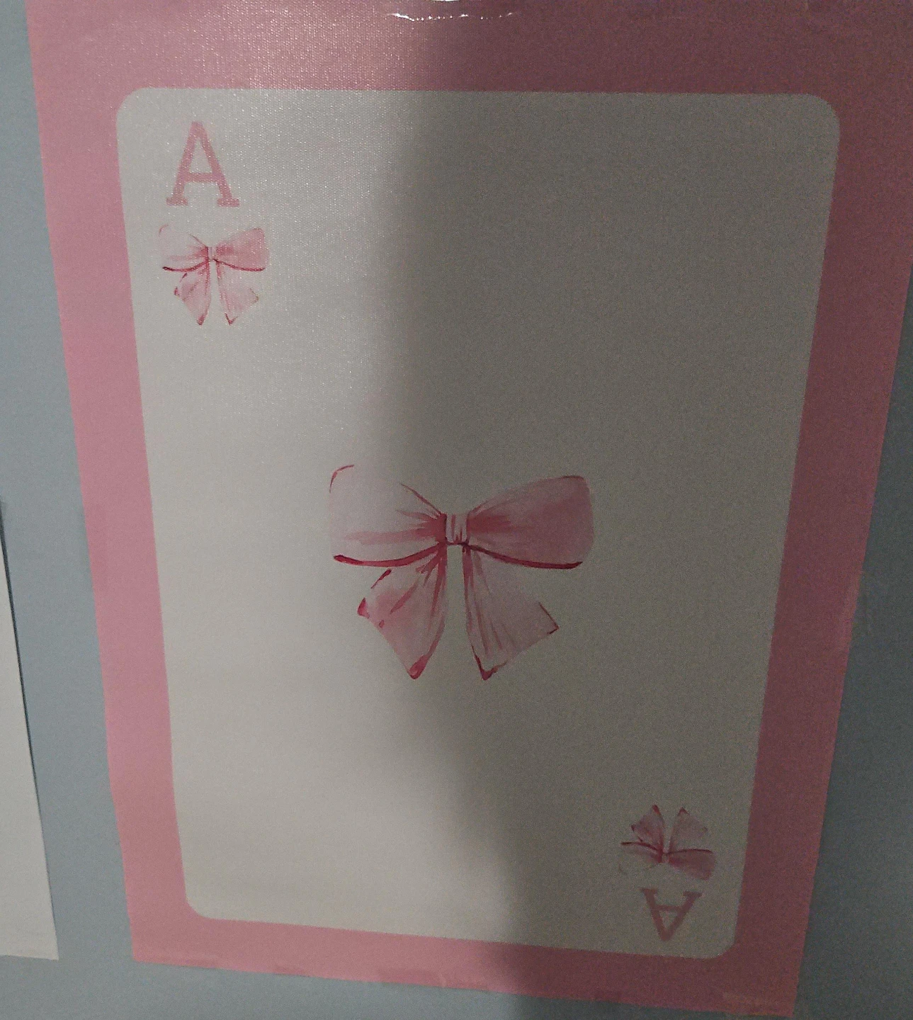 Ace of Hearts Painting with Pink Bows