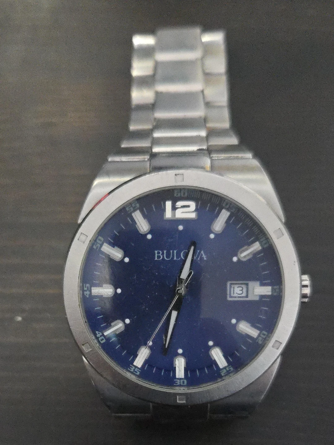 Bulova Men's Stainless Steel Watch with Blue Dial