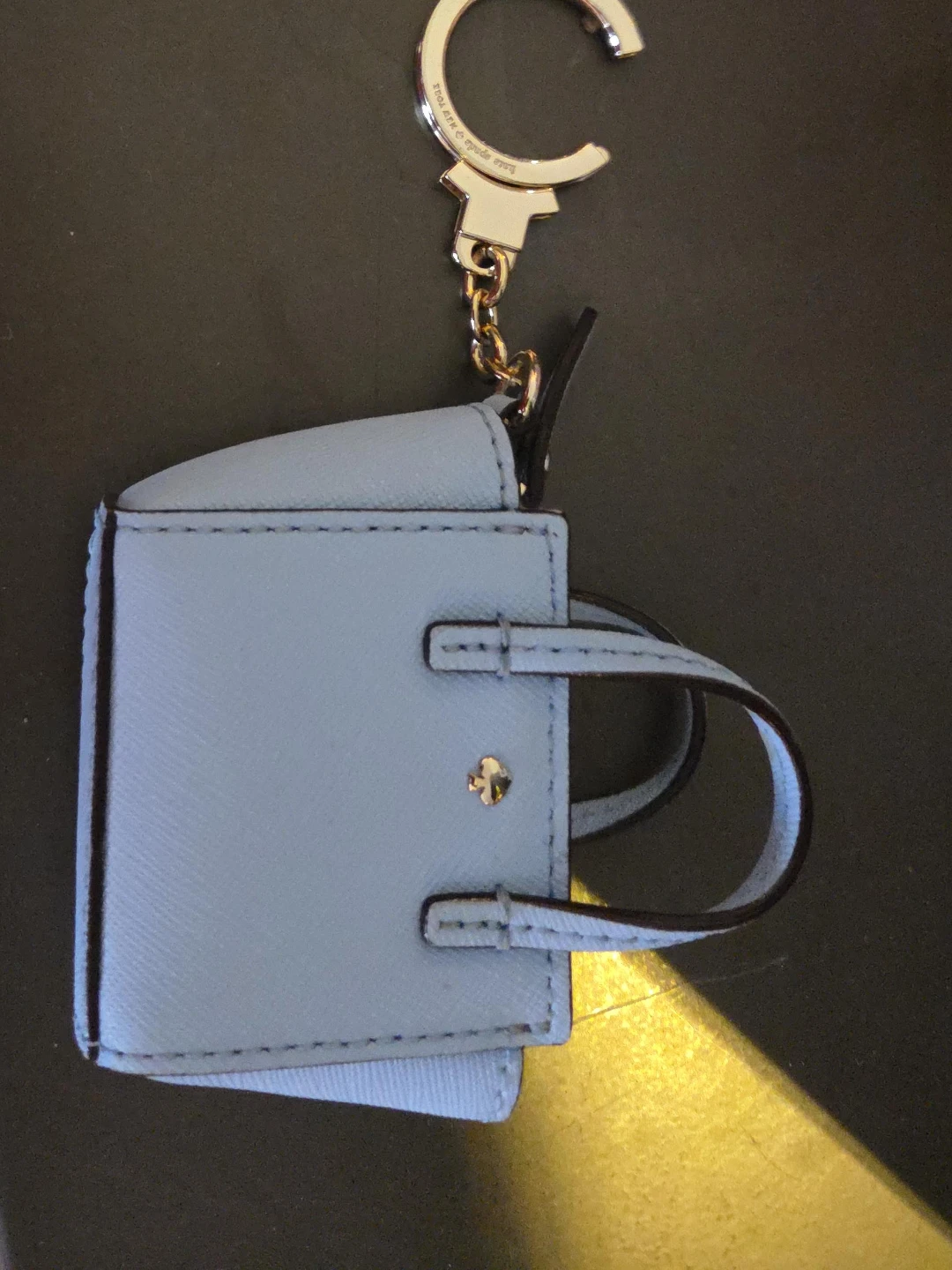 Kate Spade Light Blue Leather Mini Bag Charm Keychain