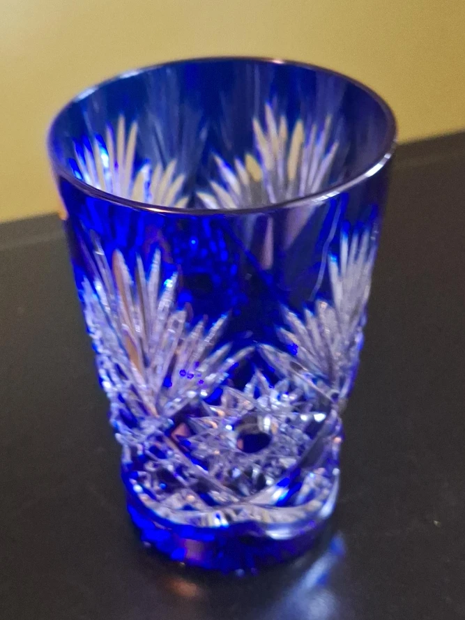 Cut Crystal Shot Glass - Cobalt Blue