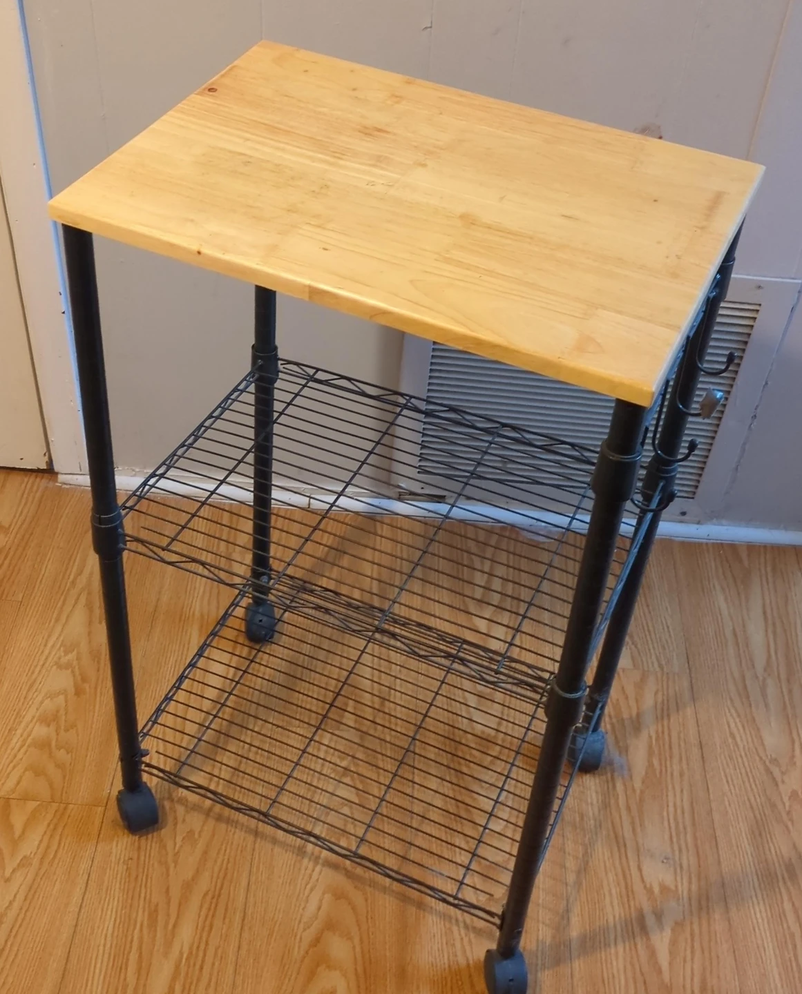 Kitchen Cart with Wooden Top and Wire Shelves