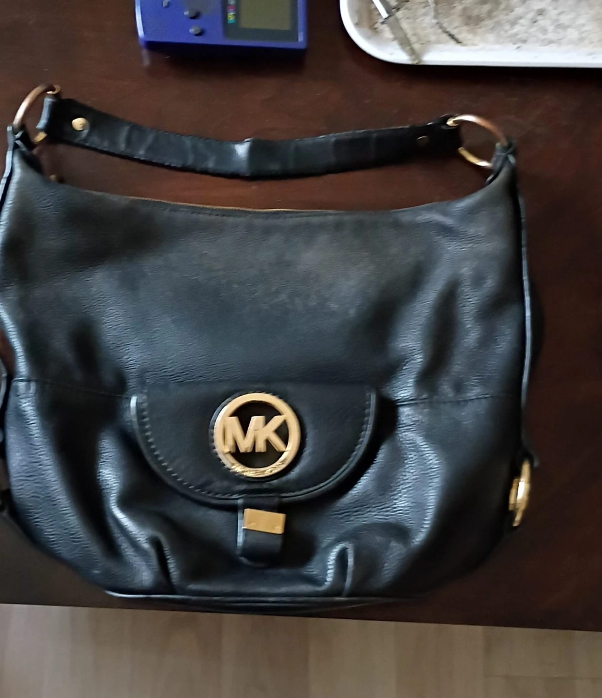 Michael Kors Black Leather Hobo Handbag