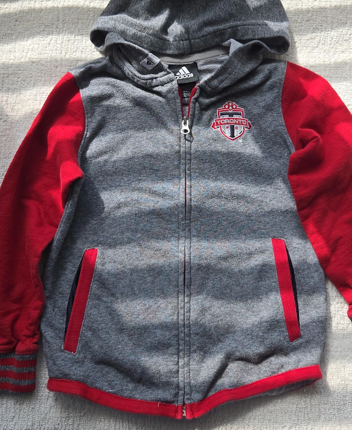 Adidas Toronto FC Hoodie Jacket Grey Red Medium5/6 Kids