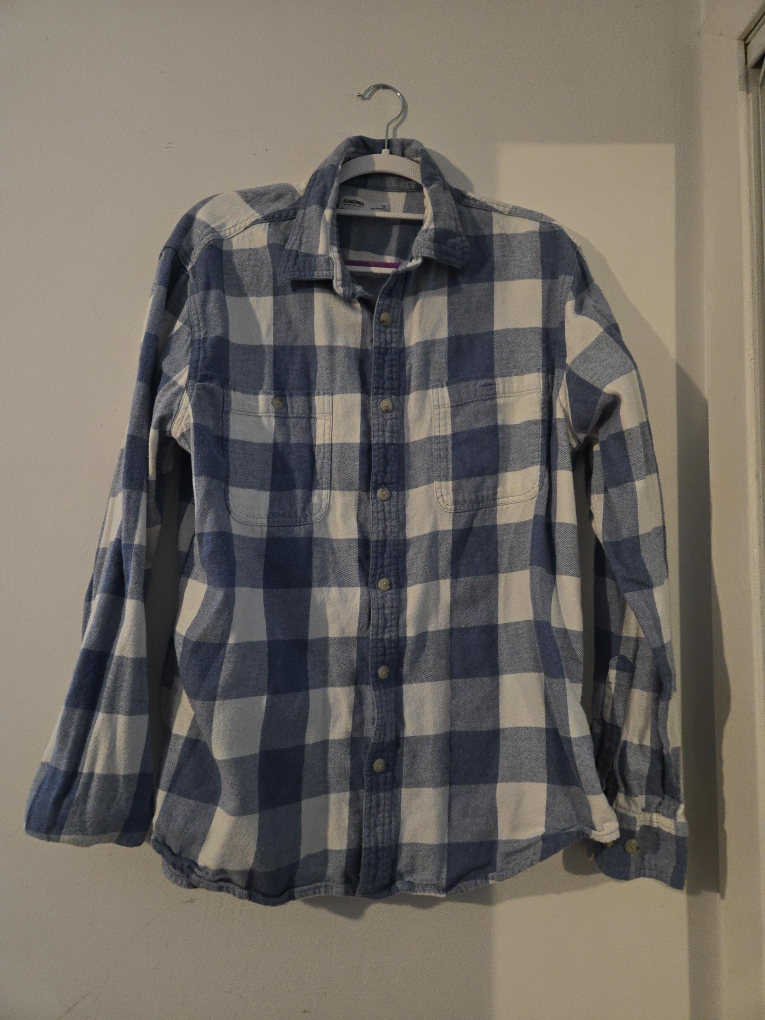 Sonoma Men's Flannel Shirt Blue Plaid Size M