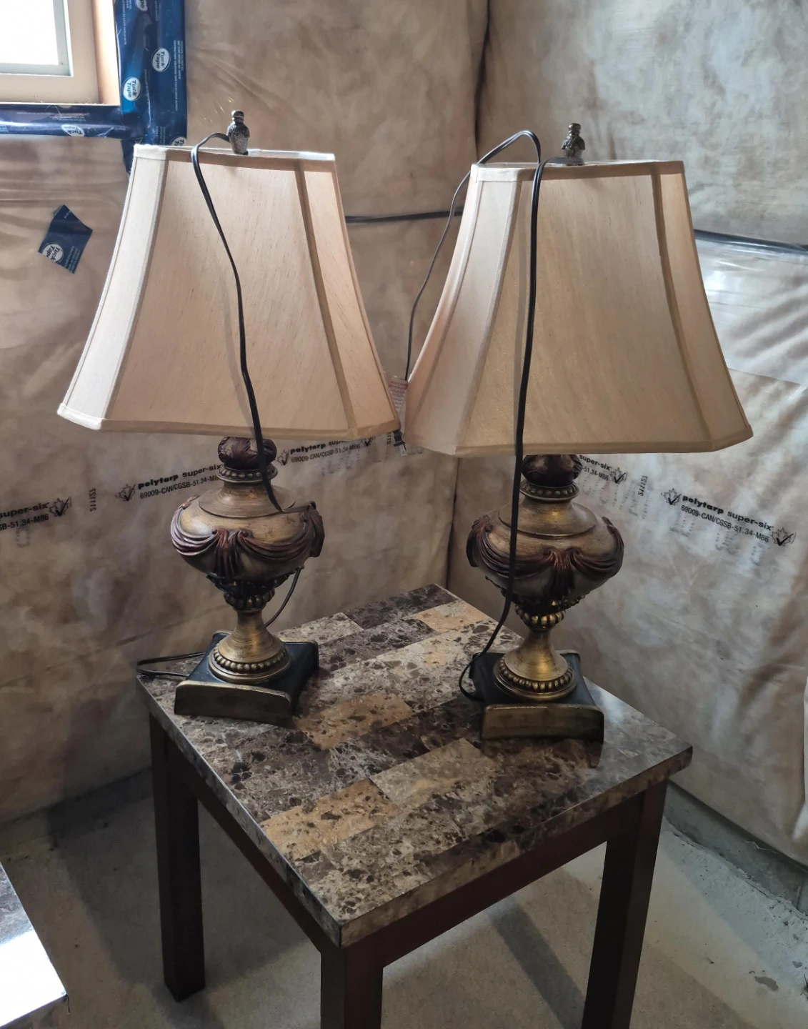 Pair of Table Lamps with Beige Shades