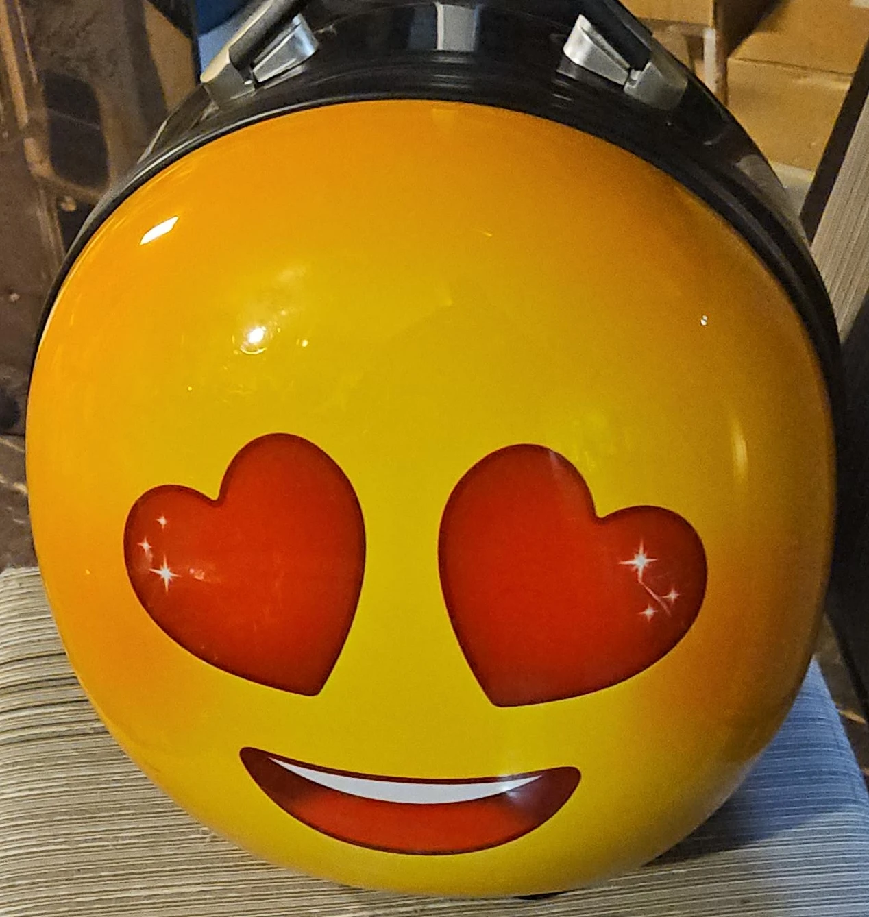 Yellow Emoji Helmet with Heart Eyes