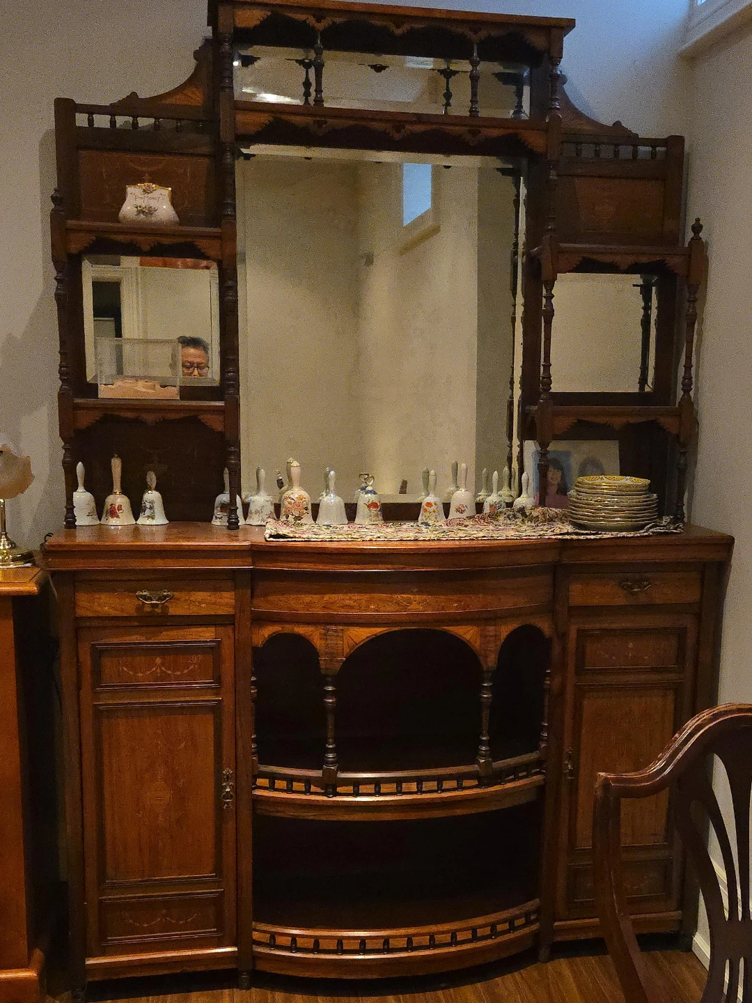 Antique Wooden Cabinet with Mirror