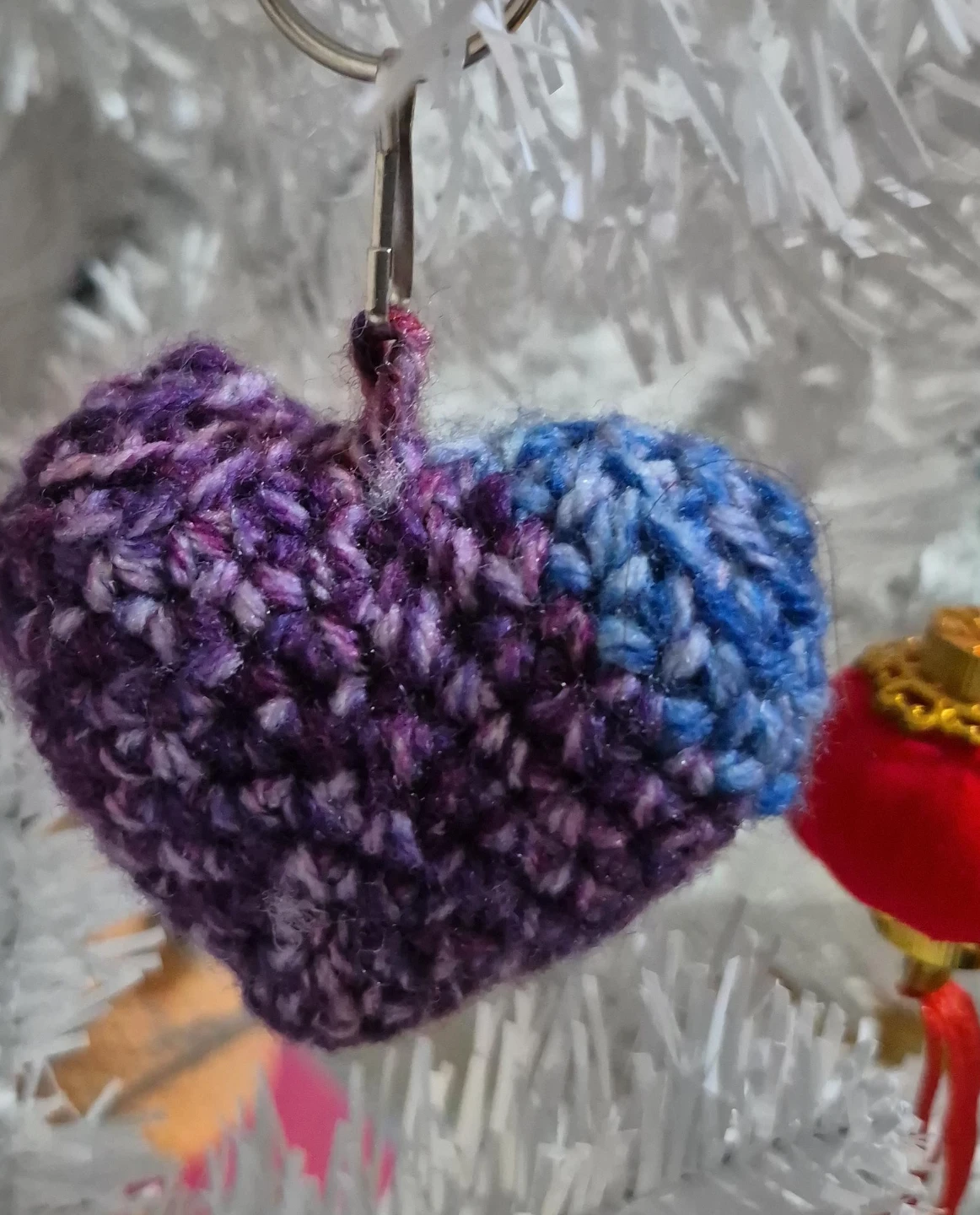 Handmade Crocheted Heart Keychain