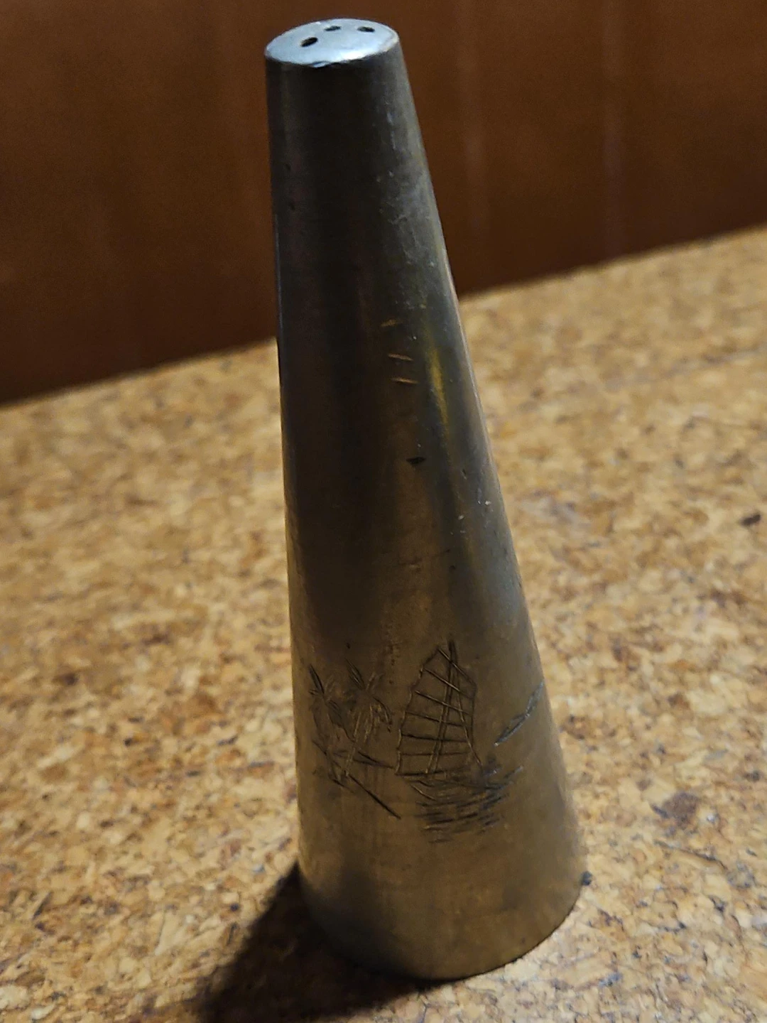 Vintage Decorative Metal Spice Shaker with Sailboat Design