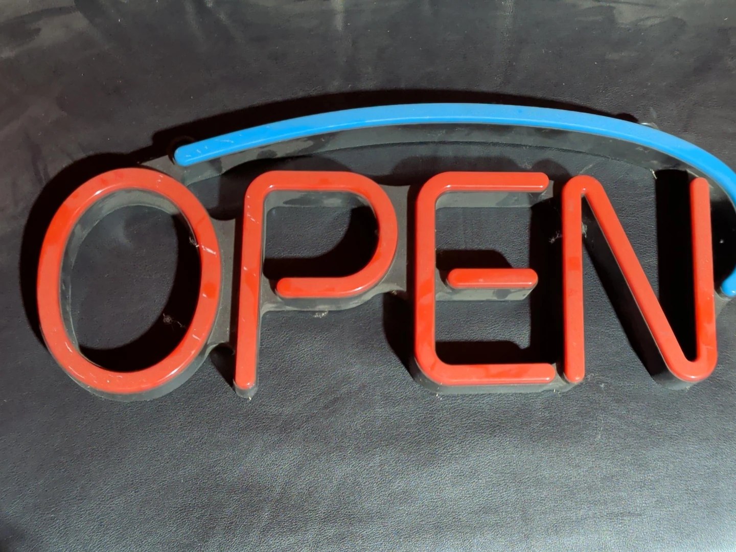Red and Blue Neon OPEN Sign