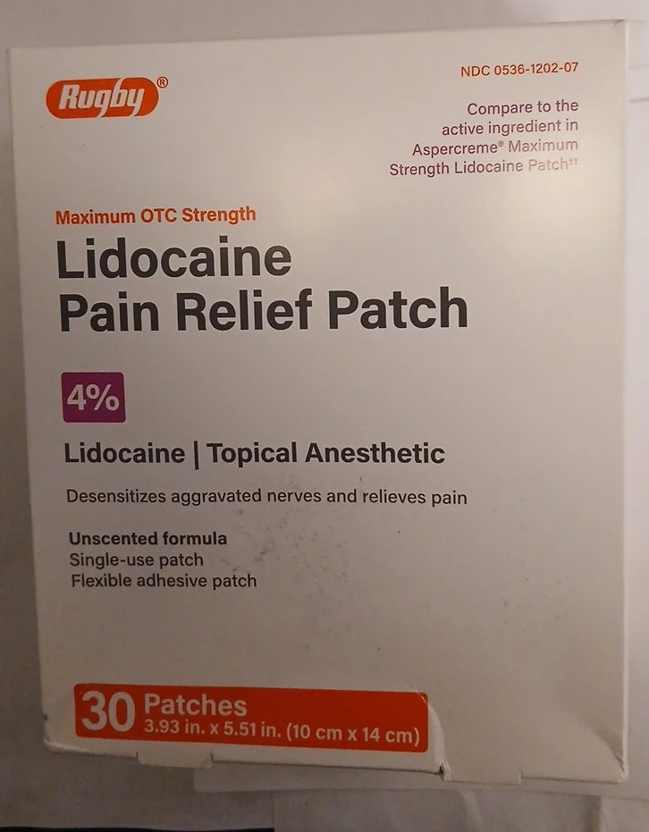 Rugby Lidocaine Pain Relief Patch (30 ct)