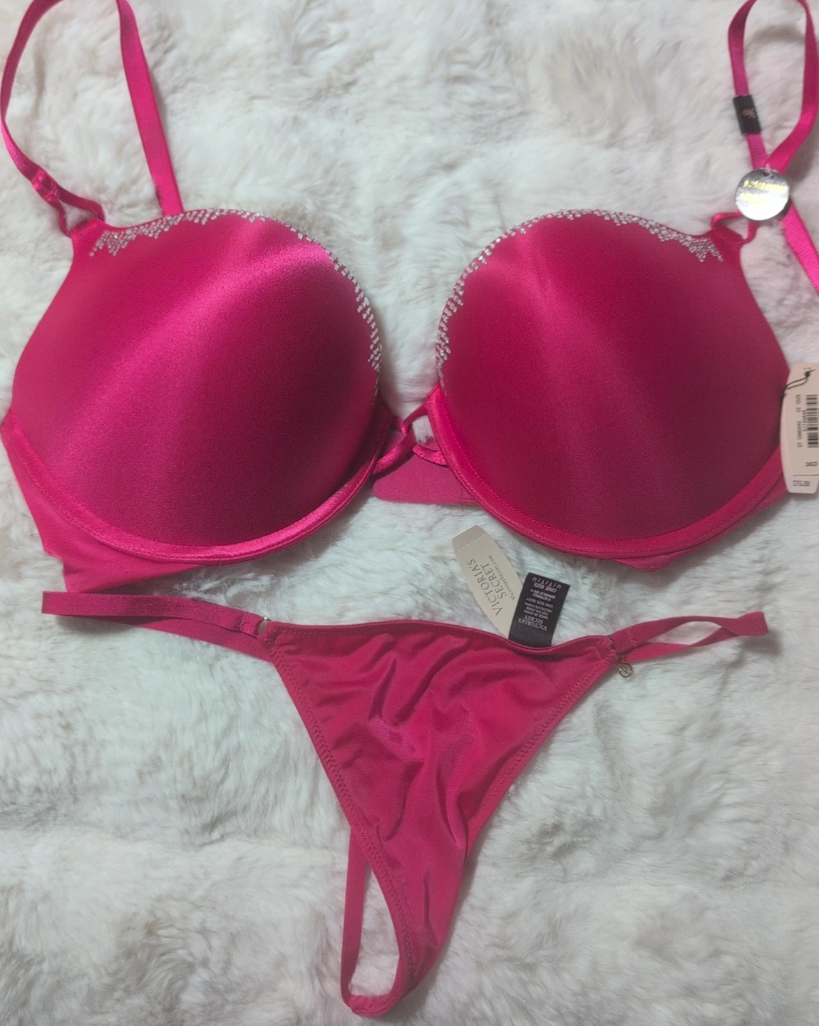 Victoria's Secret Bombshell Pink Bra & Panty Set 36D