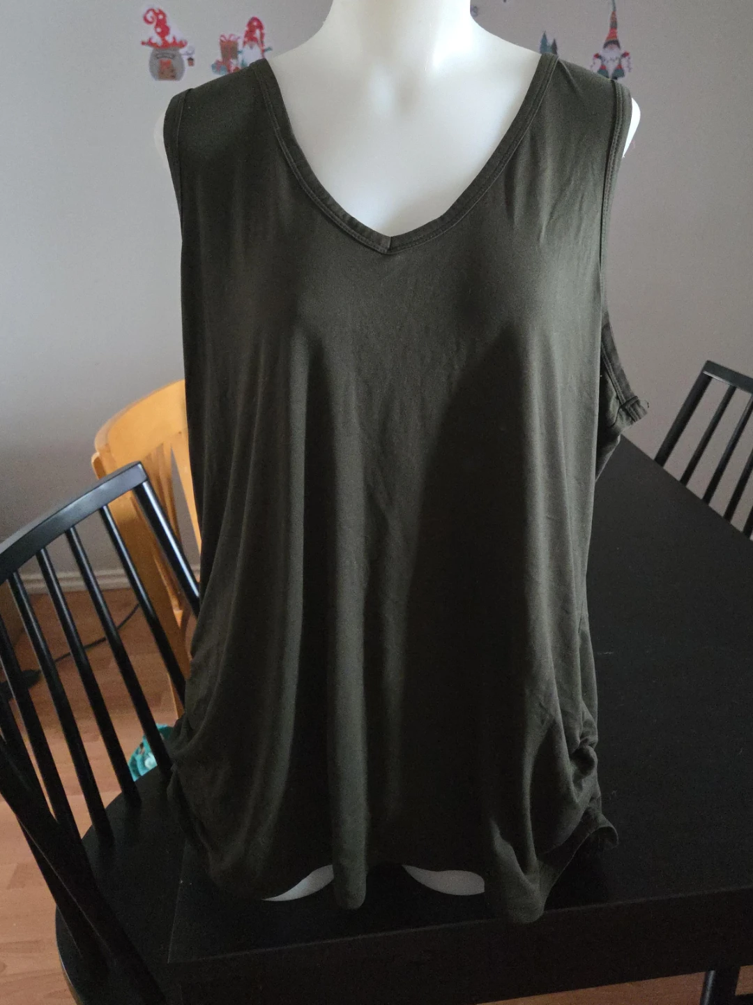 Dark Green V-Neck Tank Top
