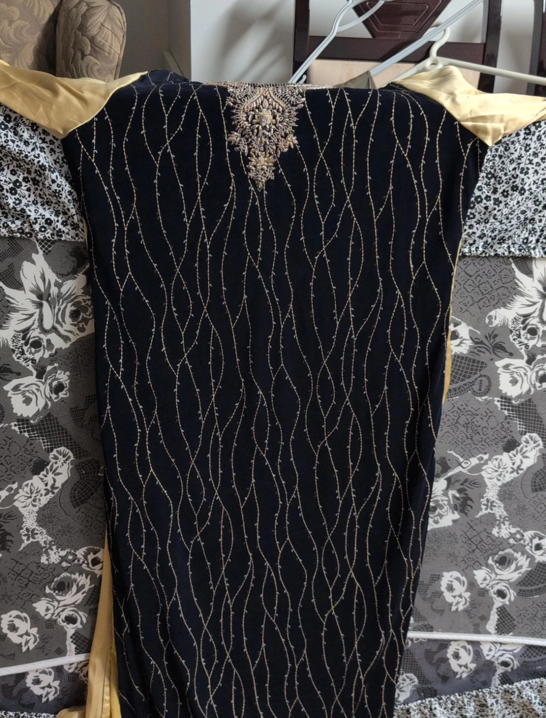 Embroidered Black and Gold Dress