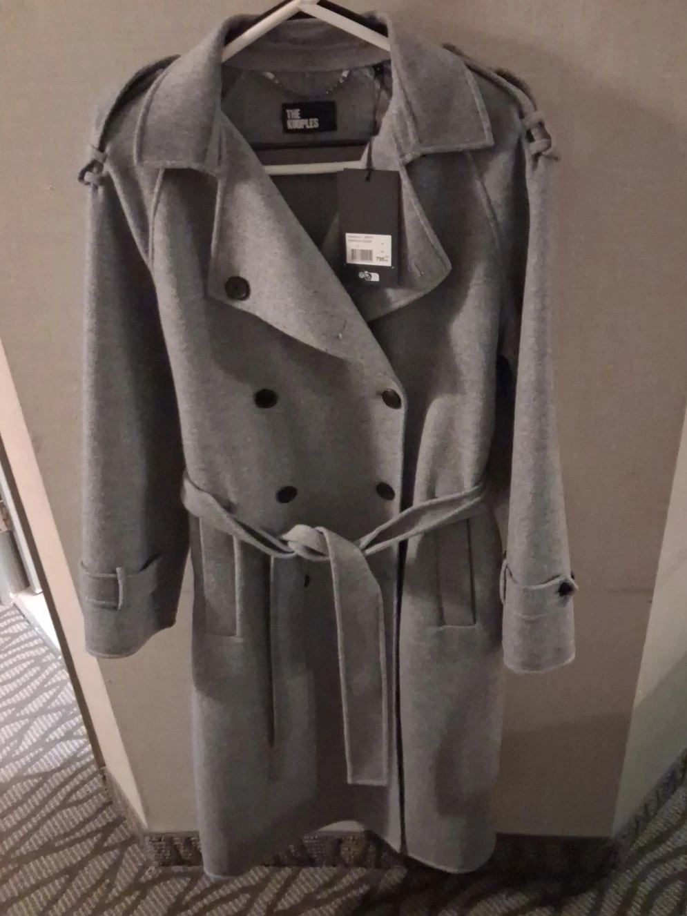 The Kooples Grey Wool Blend Trench Coat