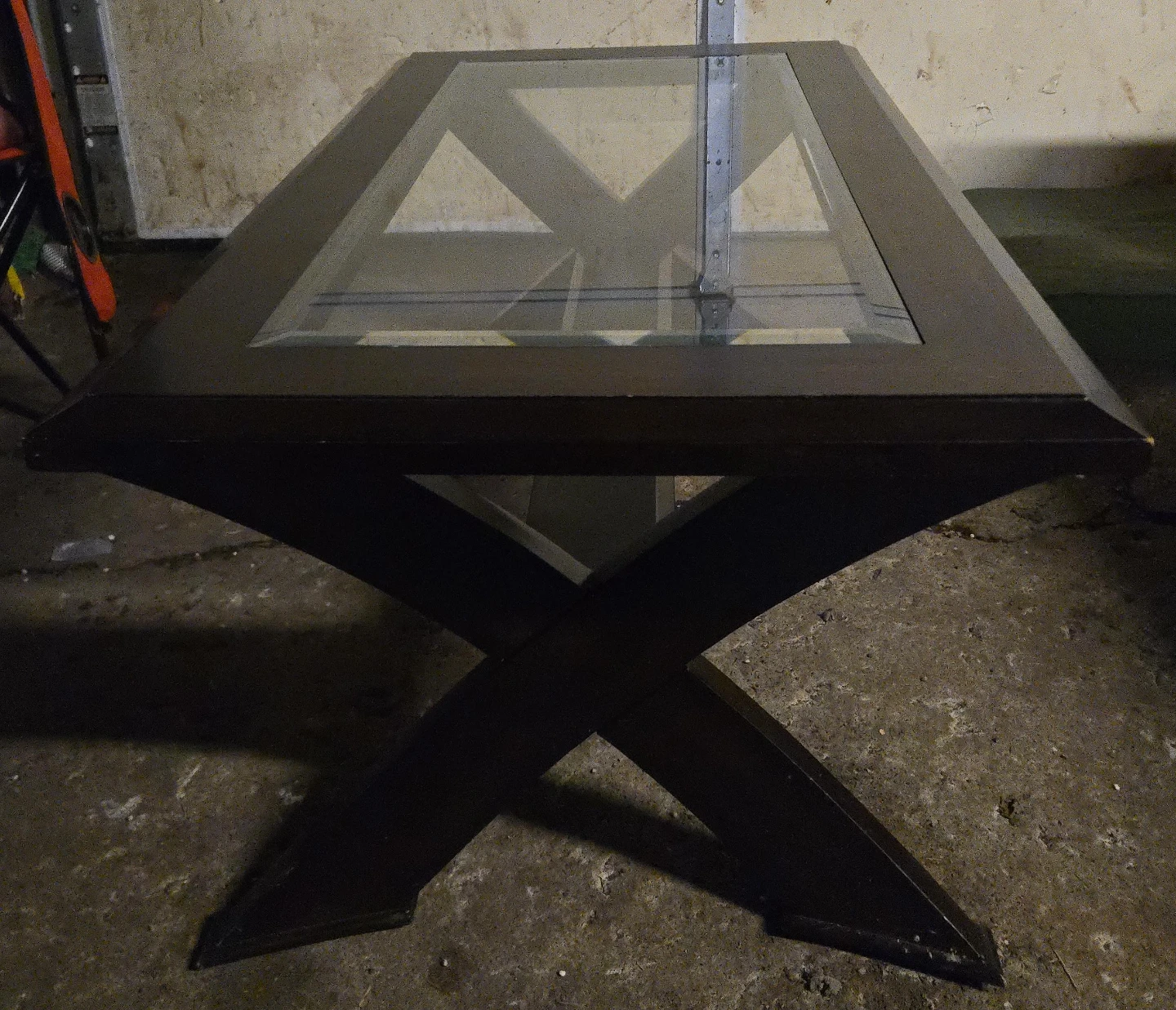 Dark Wood and Glass Coffee Table