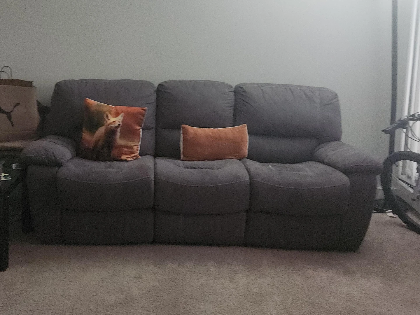 Grey Reclining Sofa