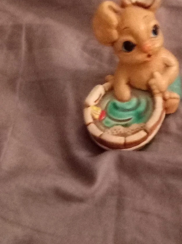 Ceramic Bunny Figurine in Bathtub