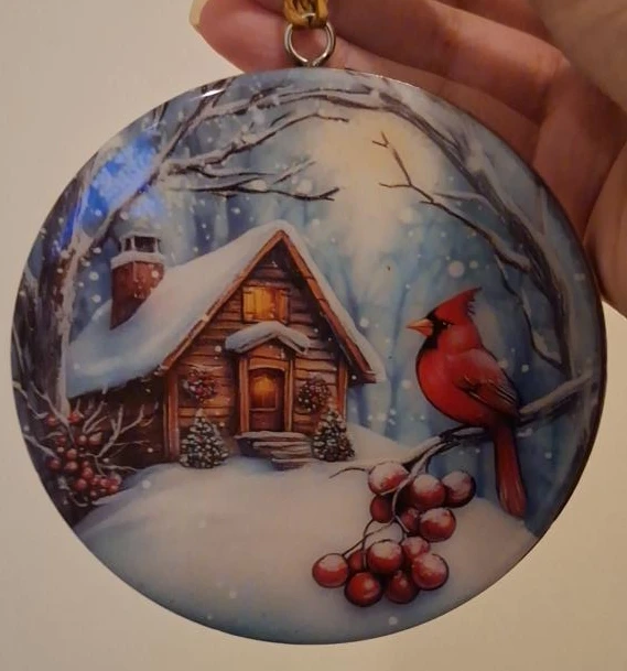 Round Cardinal Ornament