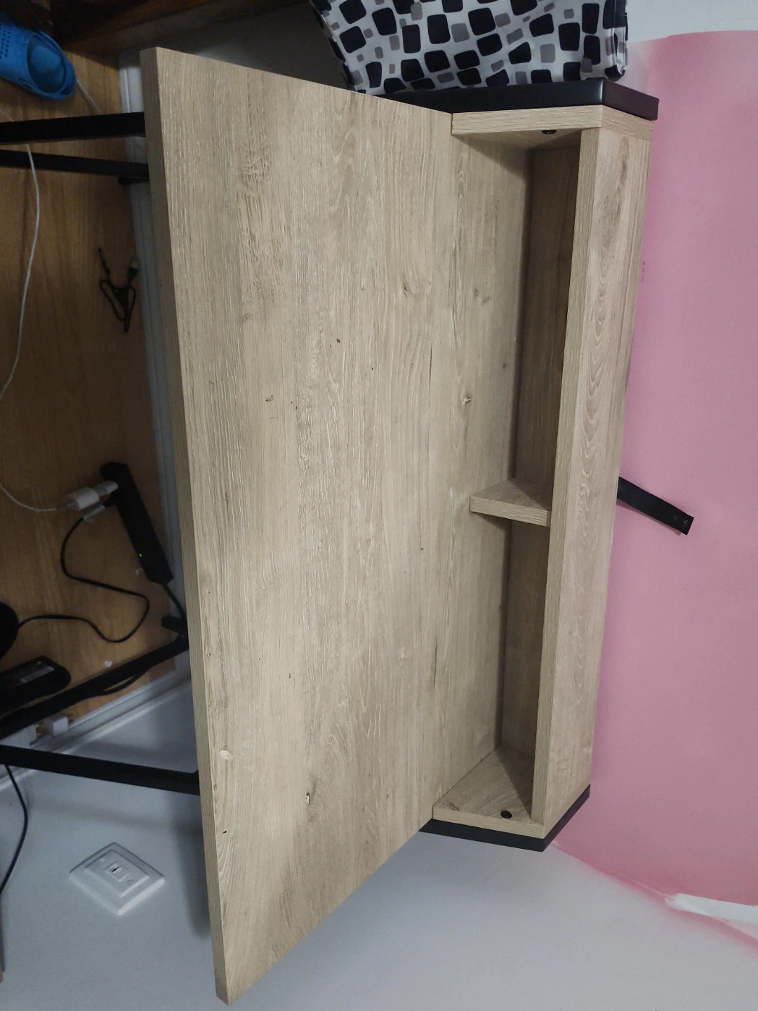 Wood Grain Side Table with shelf