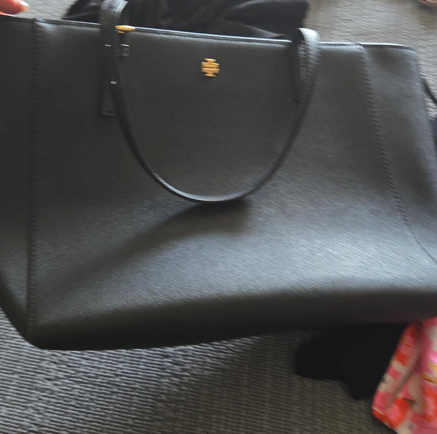 Tory Burch Black Leather Tote Bag
