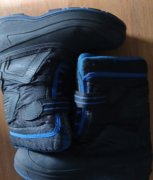 Black Winter Boots with Blue Accents