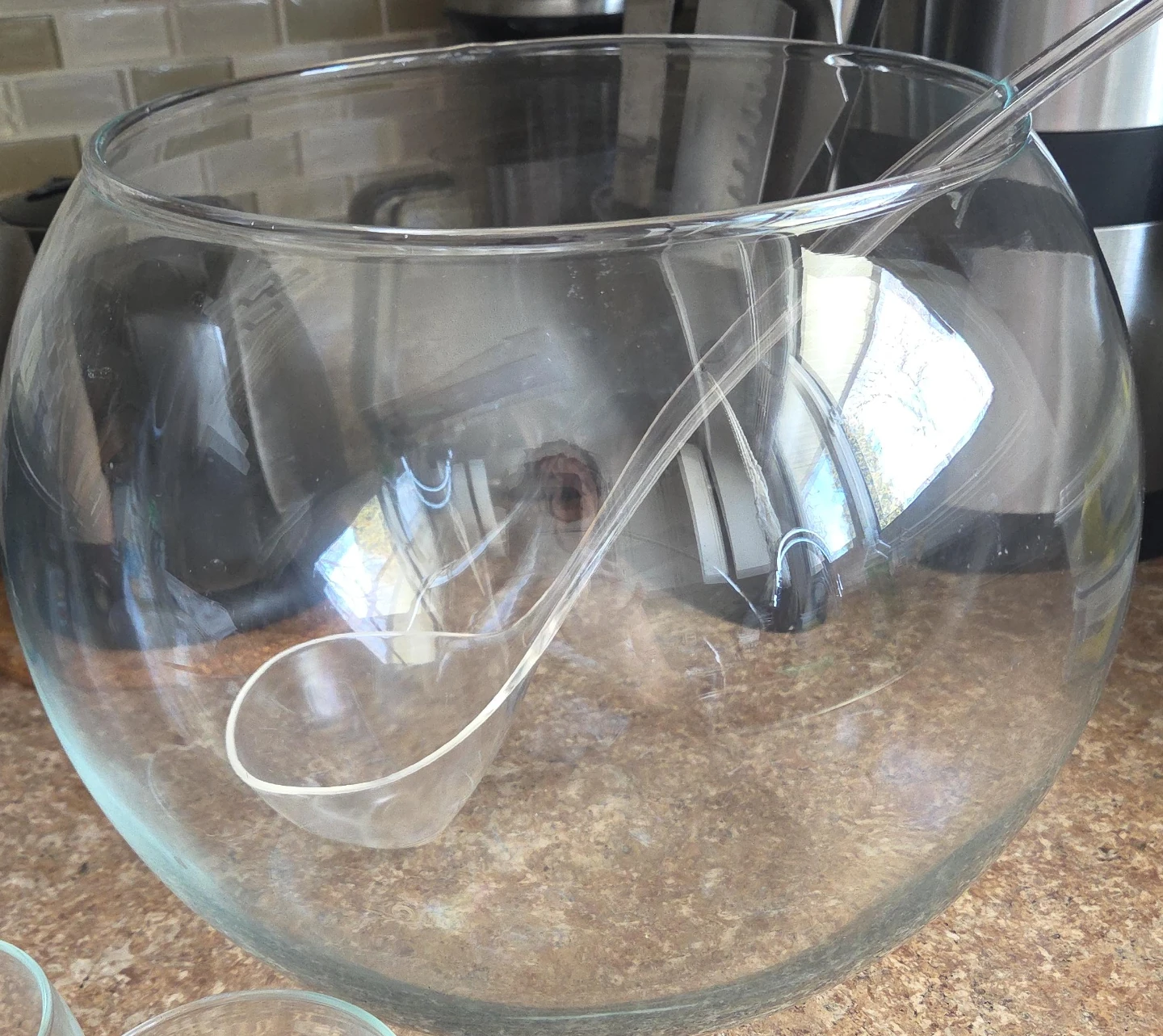 Glass Punch Bowl with Ladle