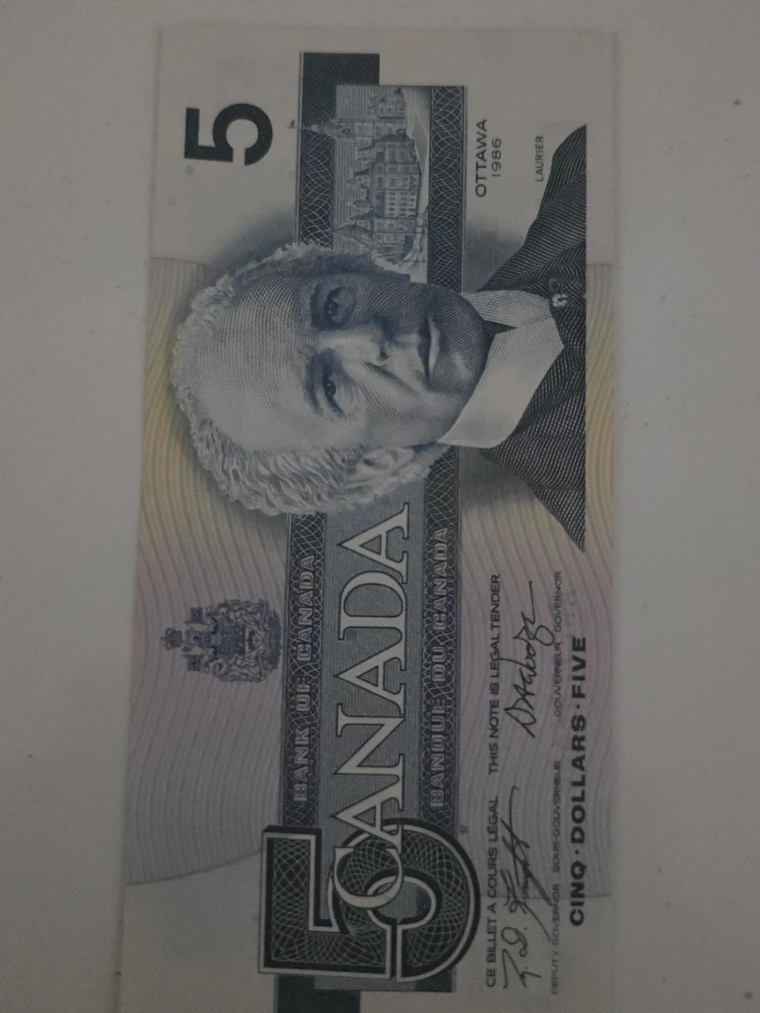 Bank of Canada 5 Dollar Bill (1986)