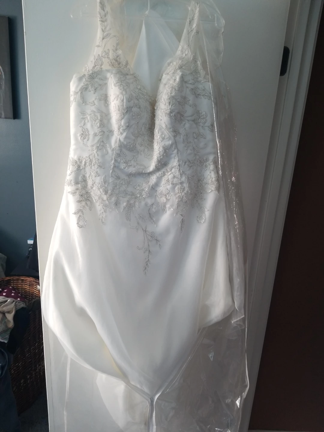 White Wedding Dress with Silver Embroidery
