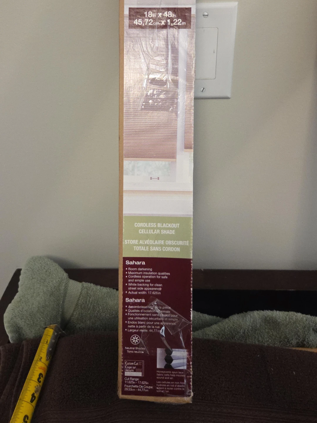 Cordless Blackout Cellular Shade 18in x 48in