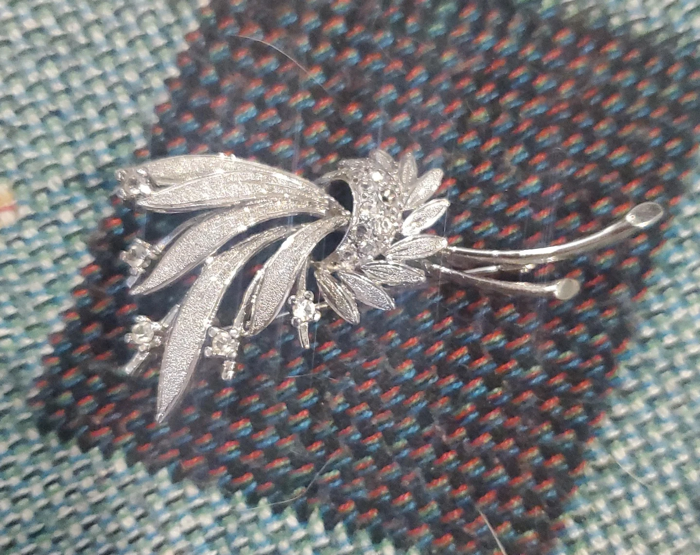 Silver-tone Brooch with Rhinestones