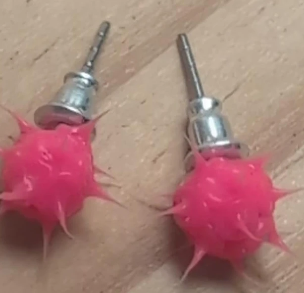 Pink Spiky Ball Stud Earrings