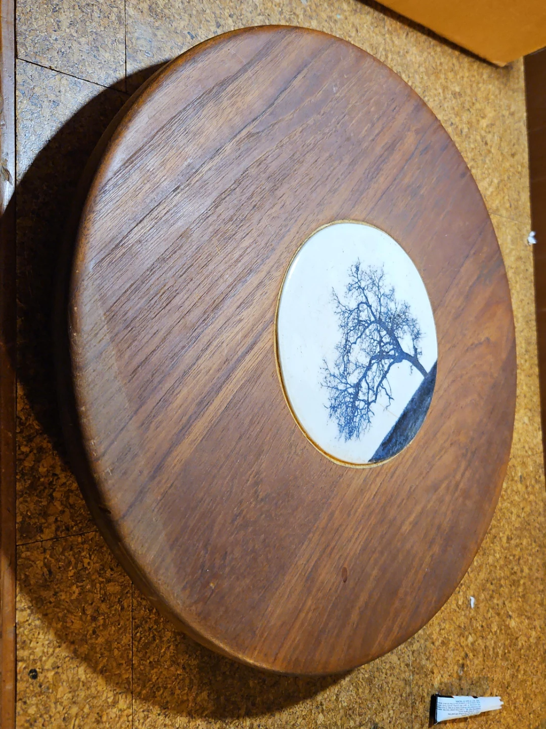 Wooden Lazy Susan with Tree Design