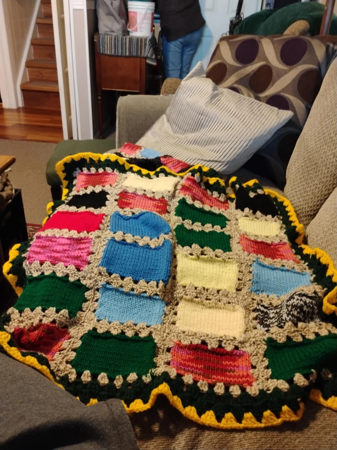 Handmade Crochet and Knit Patchwork Blanket