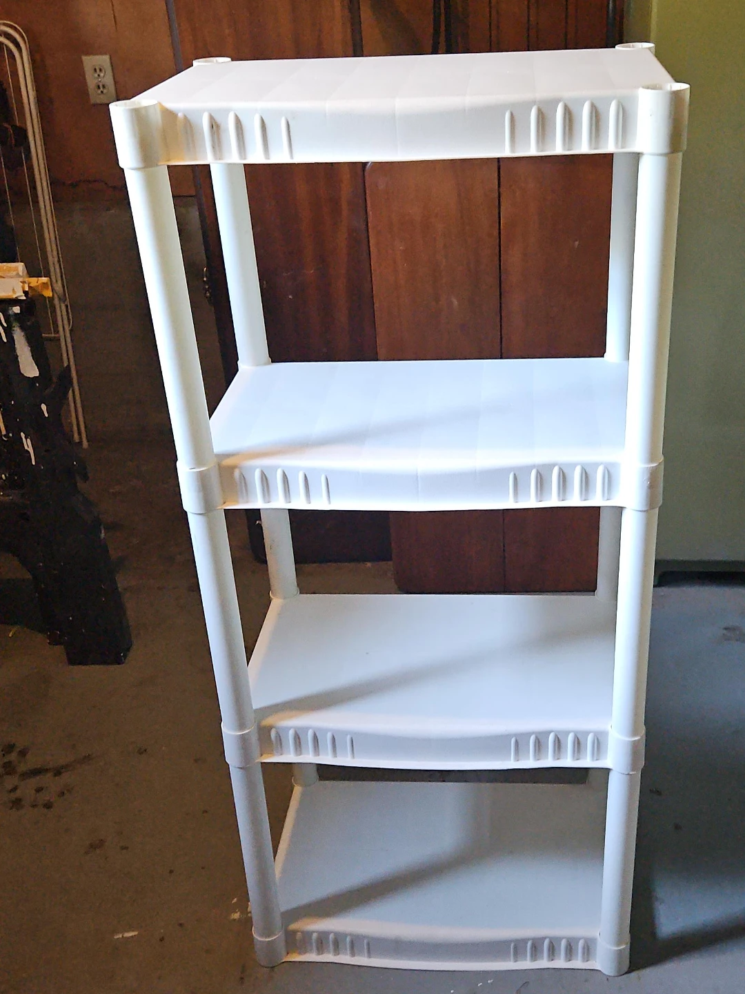 4-Tier White Plastic Shelving Unit