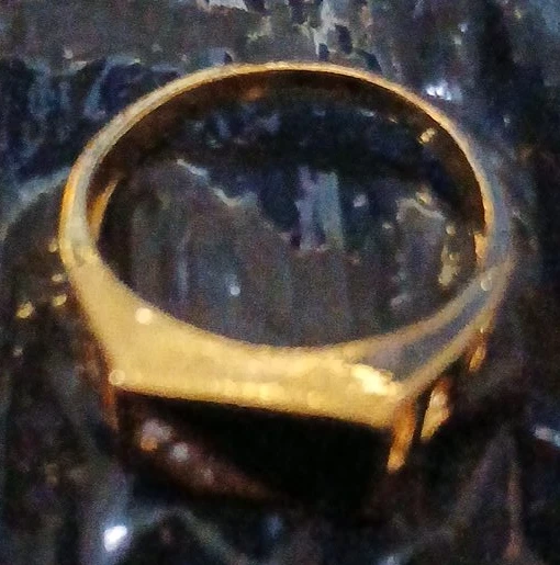 Gold Tone Ring with Black Stone