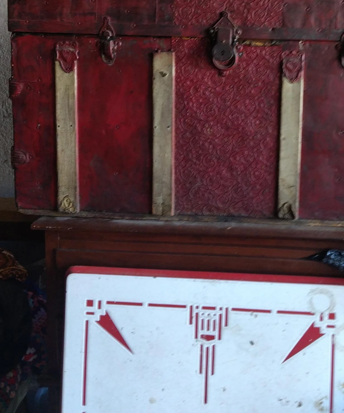 Antique Red Steamer Trunk