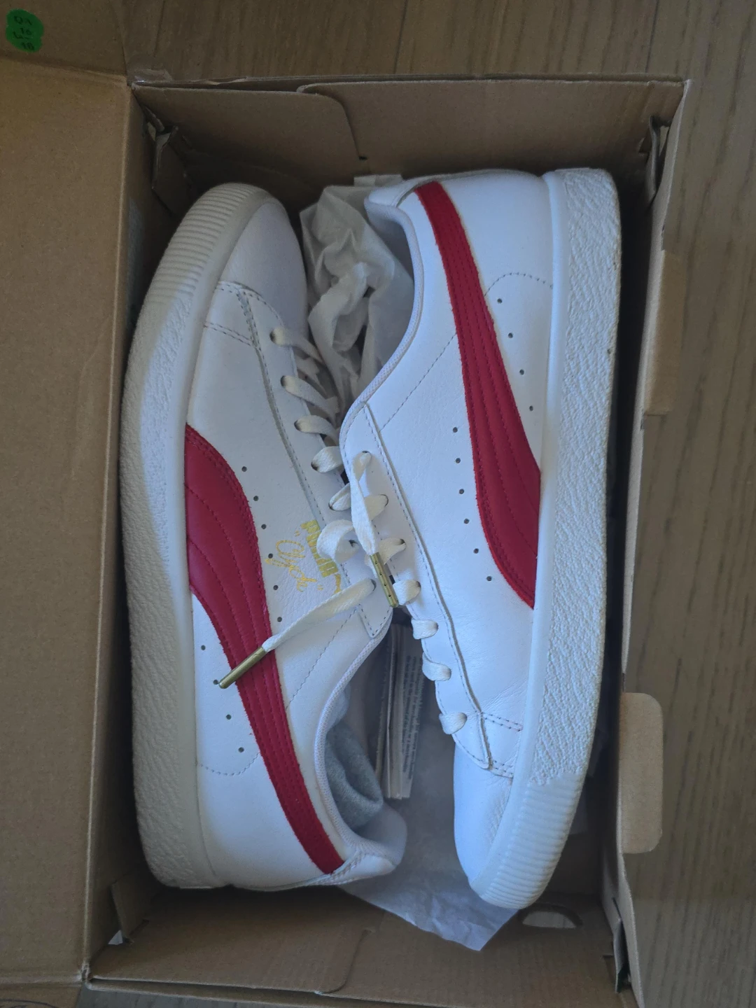 Puma White & Red Suede Classic Sneakers