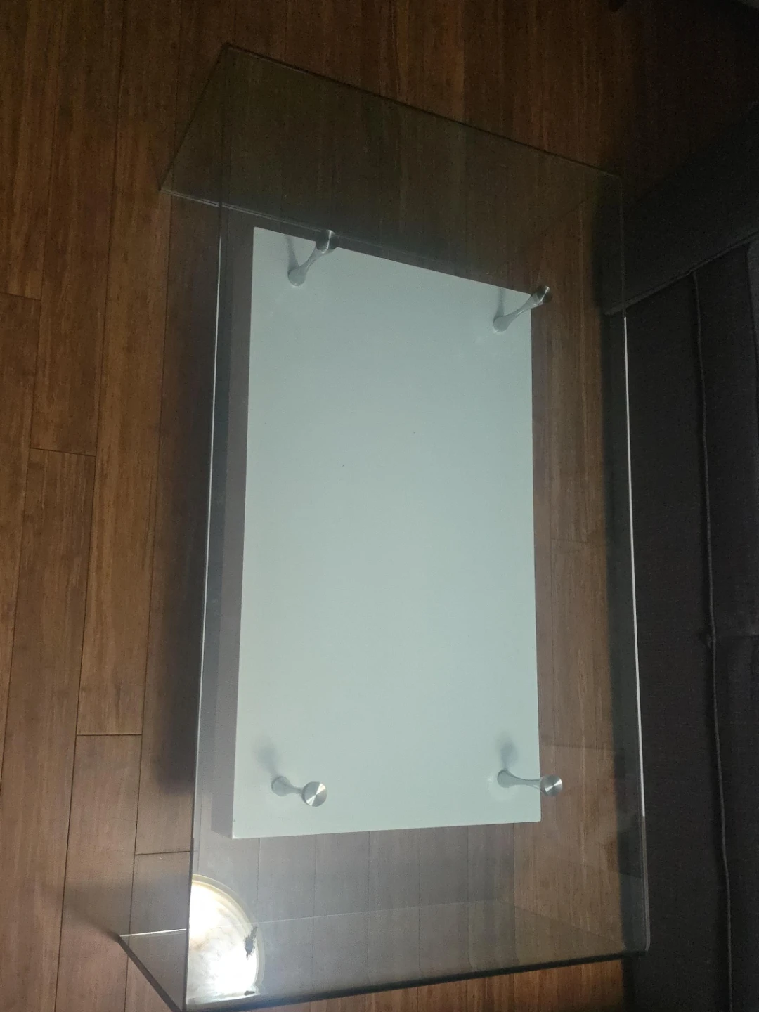Glass Coffee Table with White Drawer Unit