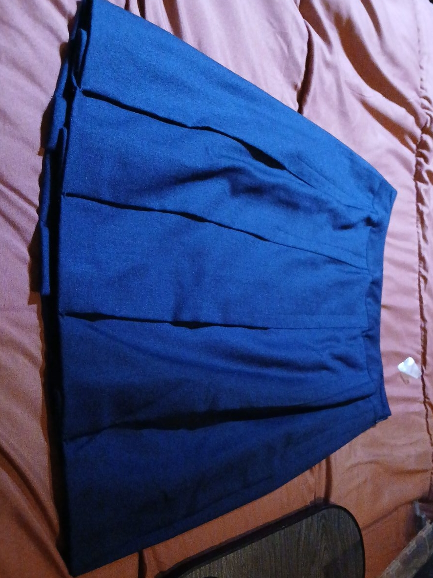 Navy Blue Pleated Skirt