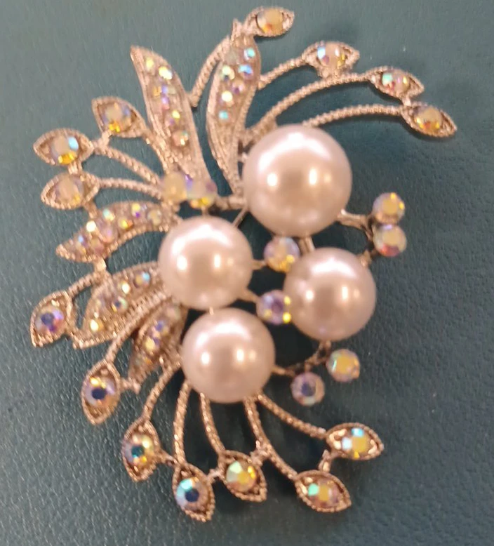 Pearl and Rhinestone Brooch