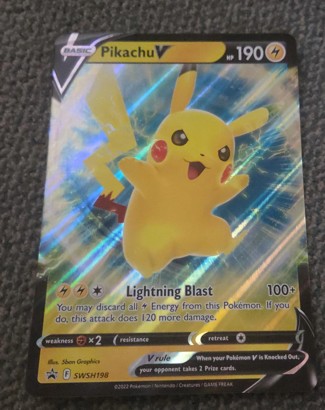 Pikachu V Lightning Blast Pokémon Card SWSH198