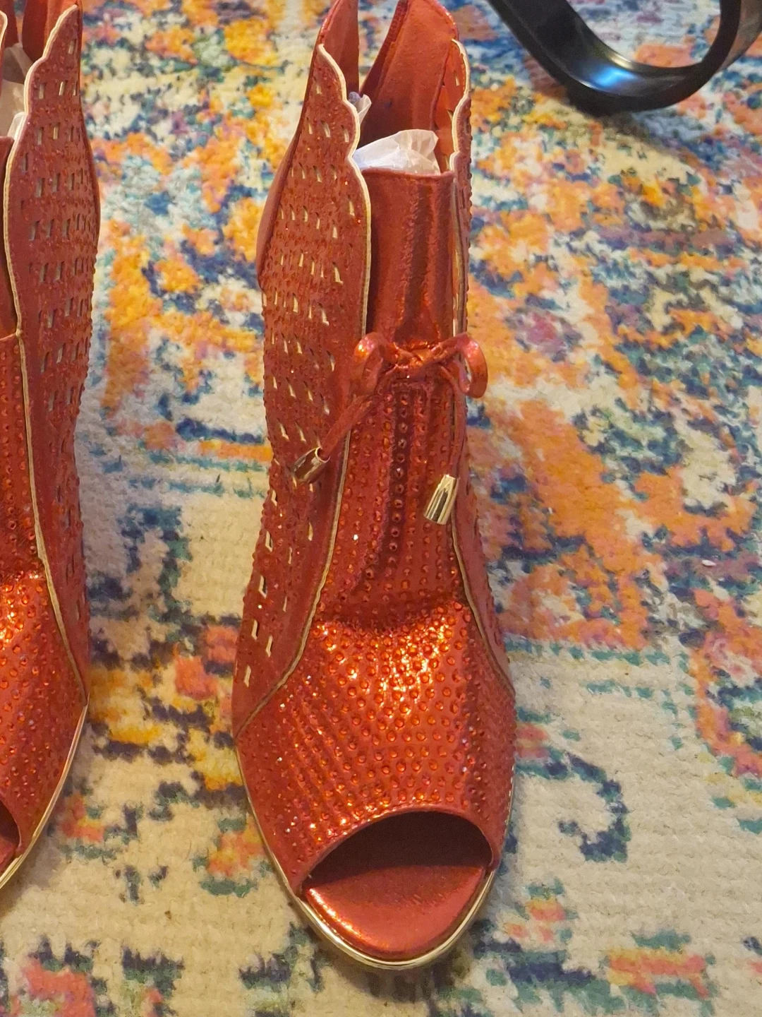 (Bella Hanna) Red Peep-Toe Heeled Booties Size 10