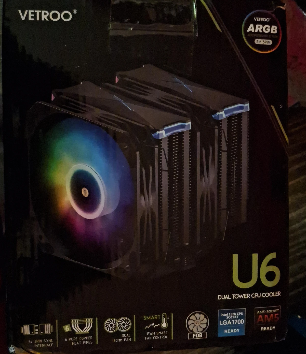 VETROO U6 Dual Tower CPU Cooler with ARGB