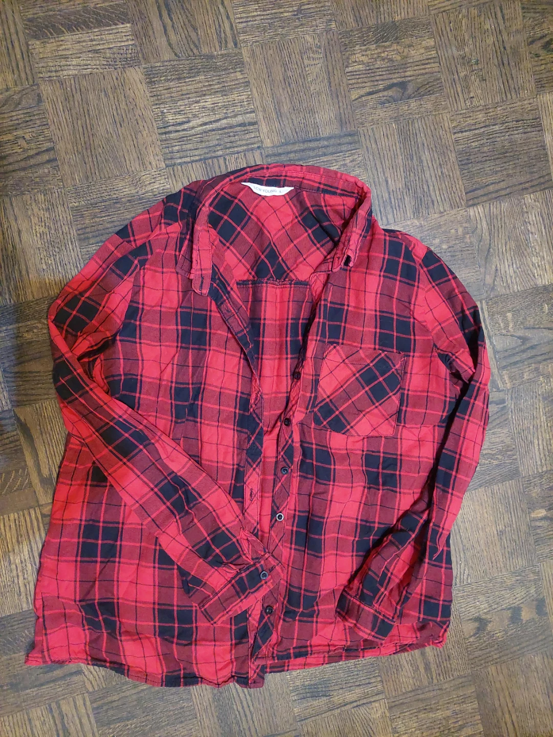 Red and Black Plaid Flannel Shirt