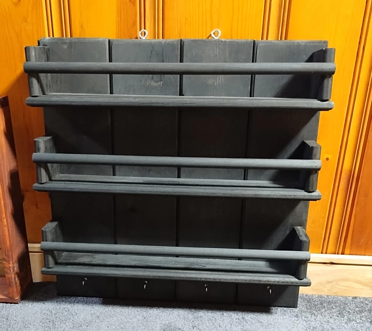 Wall Mount Spice Rack with 3 Shelves and Hooks